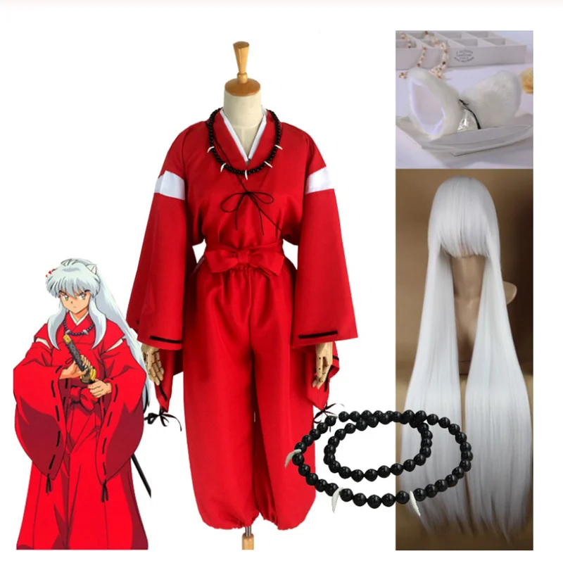 Костюм для косплея аниме Inuyasha красное японское кимоно мужской халат одежда с