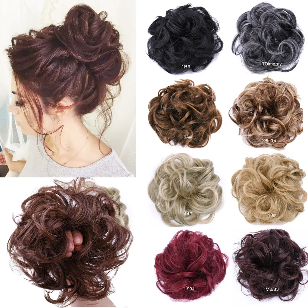 Messy Bun Hair Piece Curly Wavy Scrunchies for Women's Hair Updo Hairpiece Synthetic Fake Hair Extensions