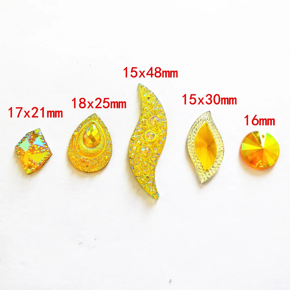 Смешанная желтая AB Свадебная аппликация декоративные камни и Кристаллы Стразы