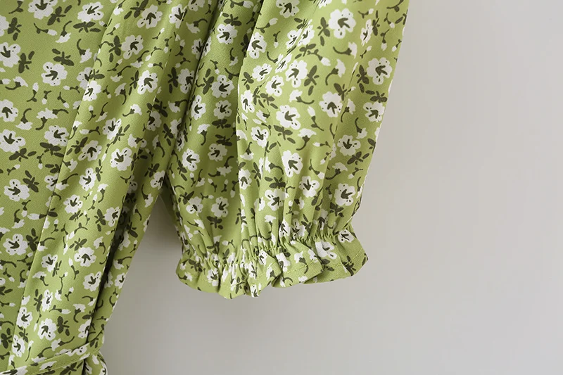 

2021 new fashion casual women's clothing V-neck puff sleeve printed dress