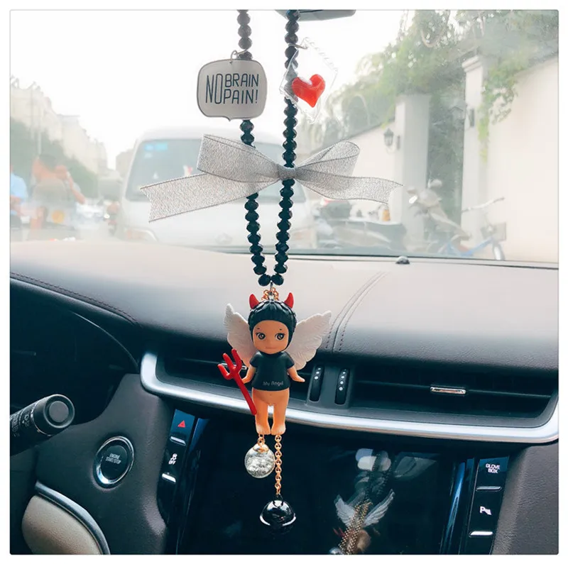 Cartoon Angel Doll Car Rearview Mirror Pendant Hanging Ornaments Auto Decoration Accessories Cupid Demon Unicorn | Автомобили и