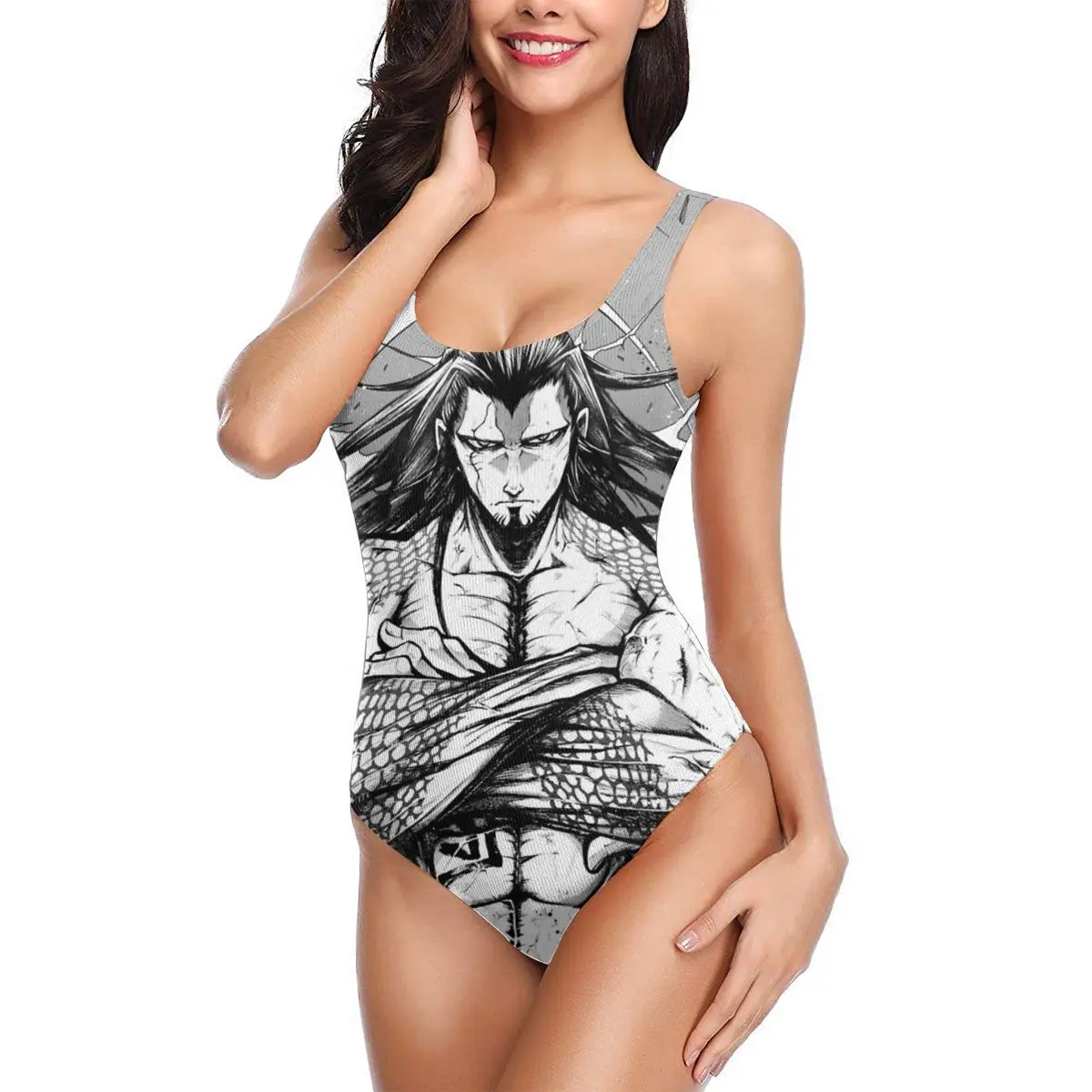 

Женский купальник, слитный купальник с надписью Lu Bu Feng Xian, 2021 Аниме мультфильм милый купальник