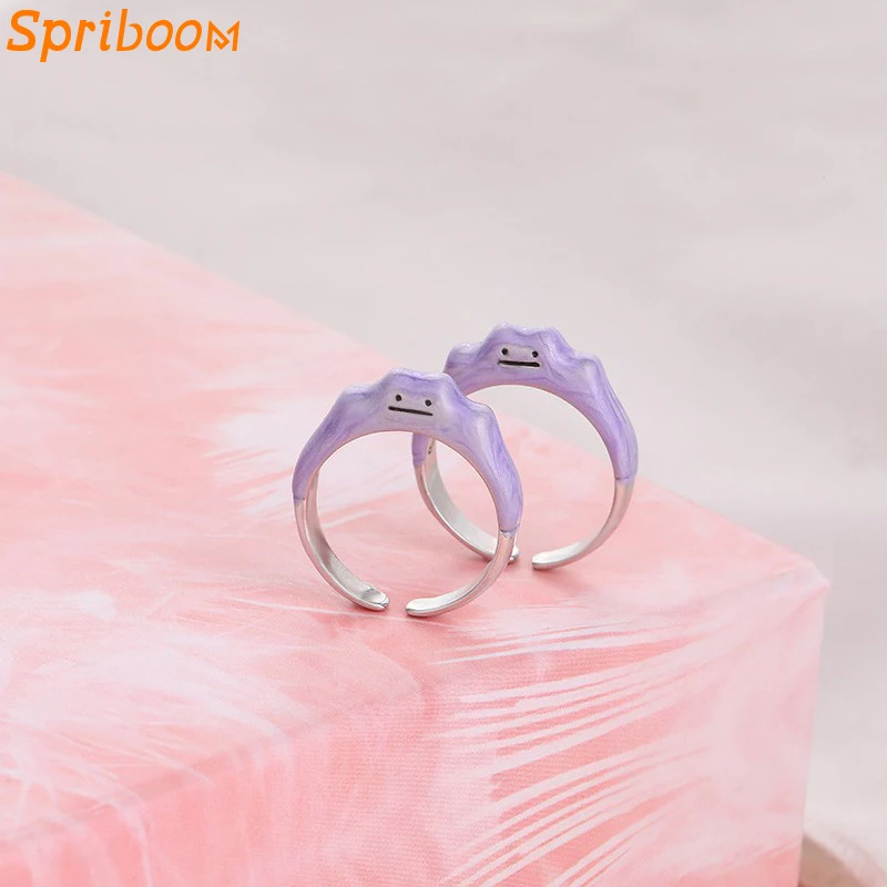 

Purple Smile Monster Cute Rings for Women Girl Friends Open Adjustable Creative Design Dripping Oil Fun Finger Ring Jewelry Gift