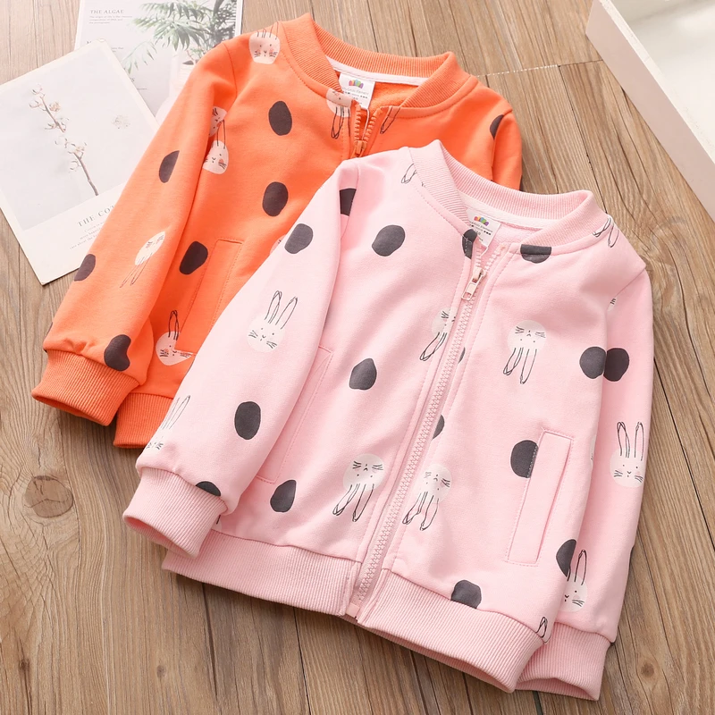 

Baby Rabbit Coat 2021 Autumn New Girls' Clothing Children's round Neck Zip-up Shirt