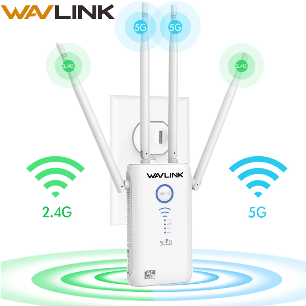 Wavlink гигабитный wifi расширитель диапазона беспроводной ретранслятор 2,4G/5G двухдиапазонный 1200 Мбит/с Wi-Fi маршрутизатор/ретранслятор/точка доступа антенны Новые