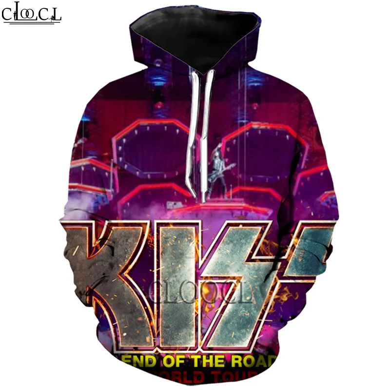 

HX 2021 Men Women 3D Print Heavy Metal KISS Rock Band Hoodies Unisex Hipster Casual Sportswear Couple All-match Tops