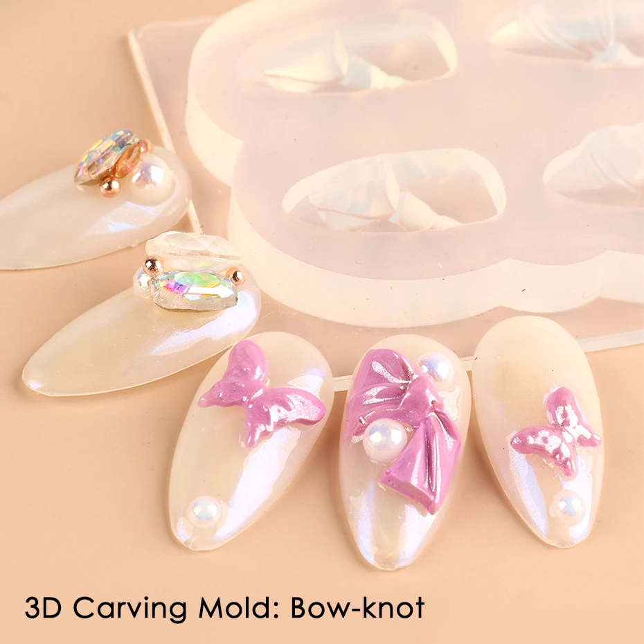1 шт. силиконовая форма для ногтей 3D дизайн Бант бабочка УФ-гель штамповочная