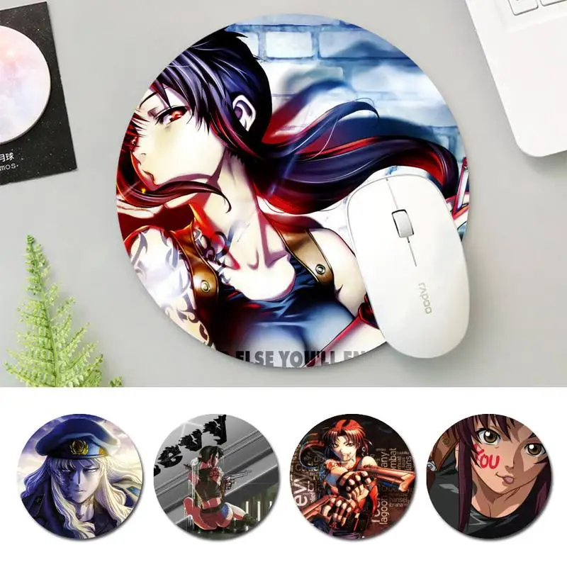 

Print Black Lagoon office Pad mouse non-slip pad player pad Round size rubber Gaming mouse Pad office Desk Mat