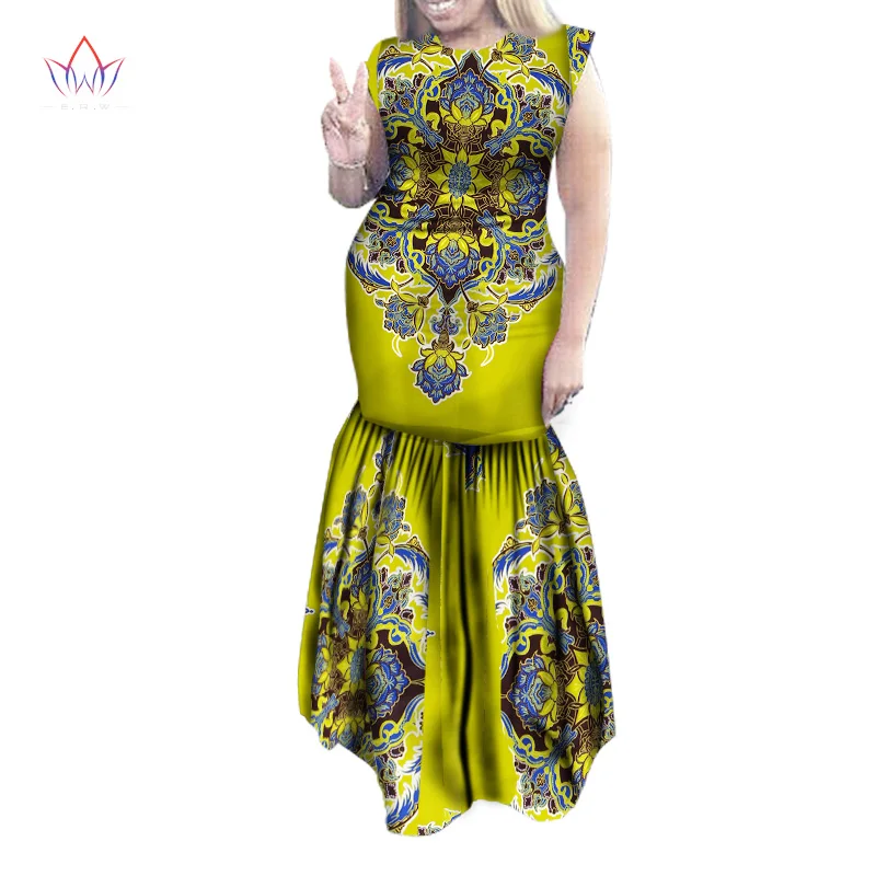 Women Dress Sexy Party Dresses Maxi Dahiki African Print Cotton Sleeveless Ankara Plus Size Clothing WY1570 | Тематическая одежда