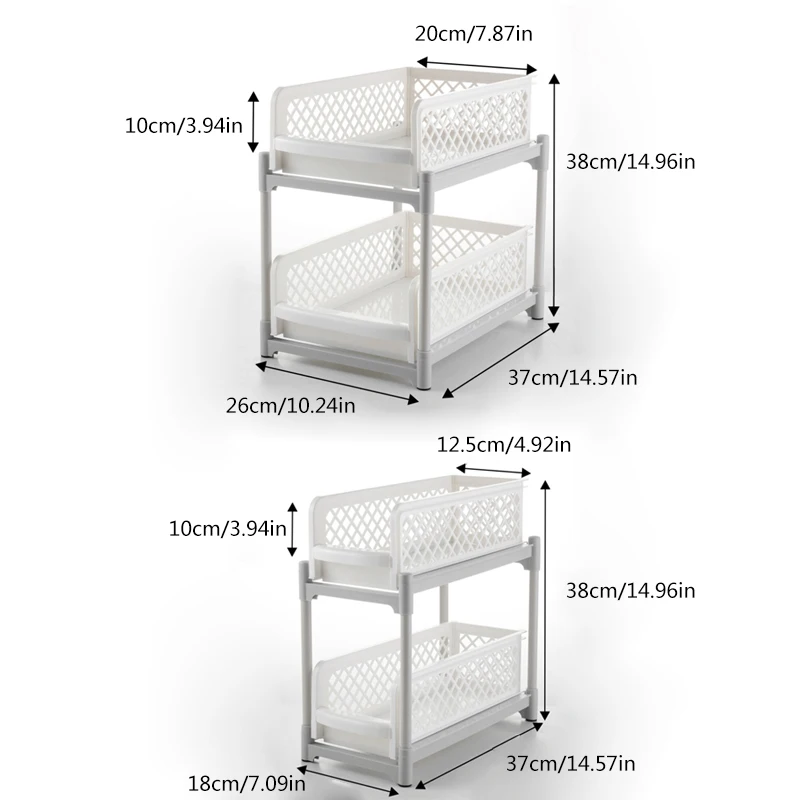 

2-layer Kitchen shelf Storage Rack Slim plastic Slide Tower Movable Assemble Bathroom Shelf Wheels Space Saving Organizer 2020