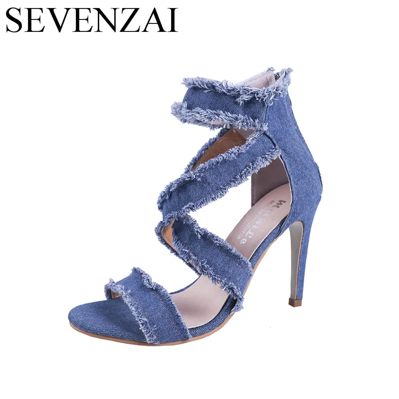 Сандалии женские на высоком каблуке 10 см ковбойские модные туфли Европейский