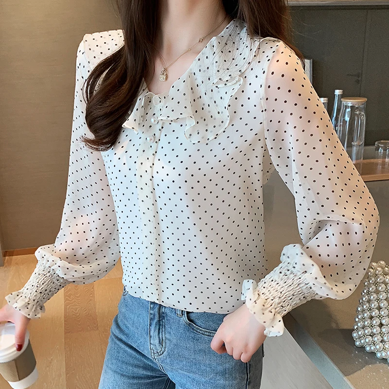 

Women Blouse Mujer De Moda 2021 New Femininas harajuku Shirts Office Ladies Tops Chiffon Shirts Long Sleeve Elegant Blusas 679J