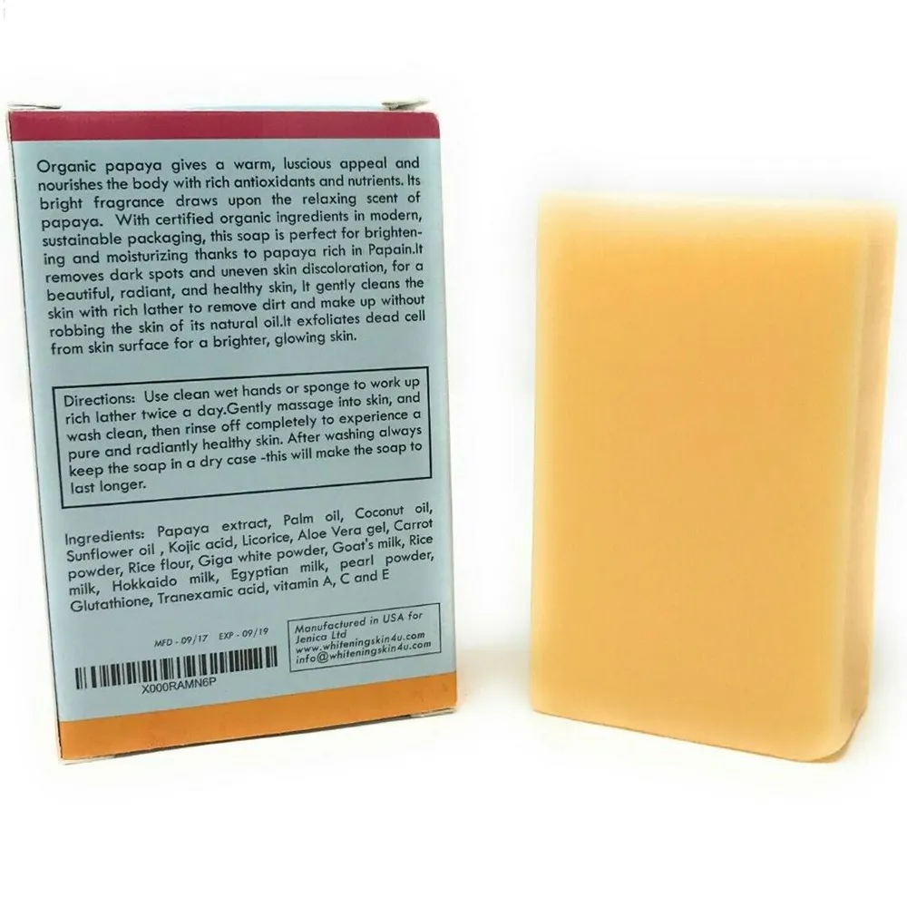 

Glutathione Kojic Acid Papaya Soap Acne scars freckles age spots skin blemishes whitening Skin Lightening Brightening Soap 200g
