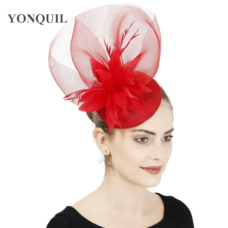 Красная модная Вуалетка для волос головной убор элегантное шоу гонки необычные