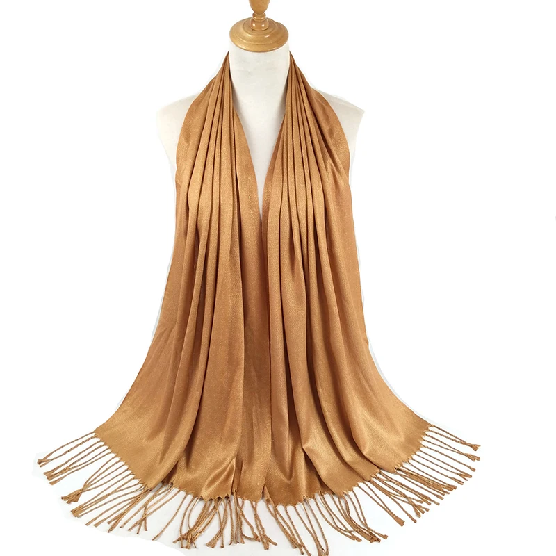 1 шт. мерцающий шарф металлическая пряжа Золото Серебро хиджаб шарфы дамы шали с