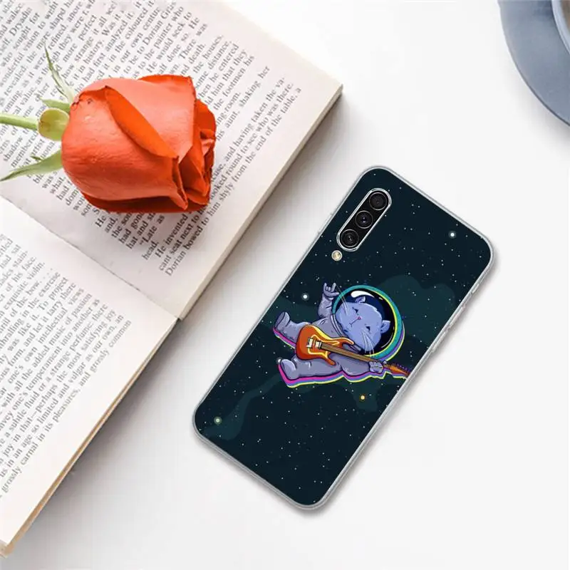

Cartoon space cat universe astronaut Phone Case For Samsung A S M Note 9 10 20 fe 21 71 30 ultra plus 5g 11 31 51 s