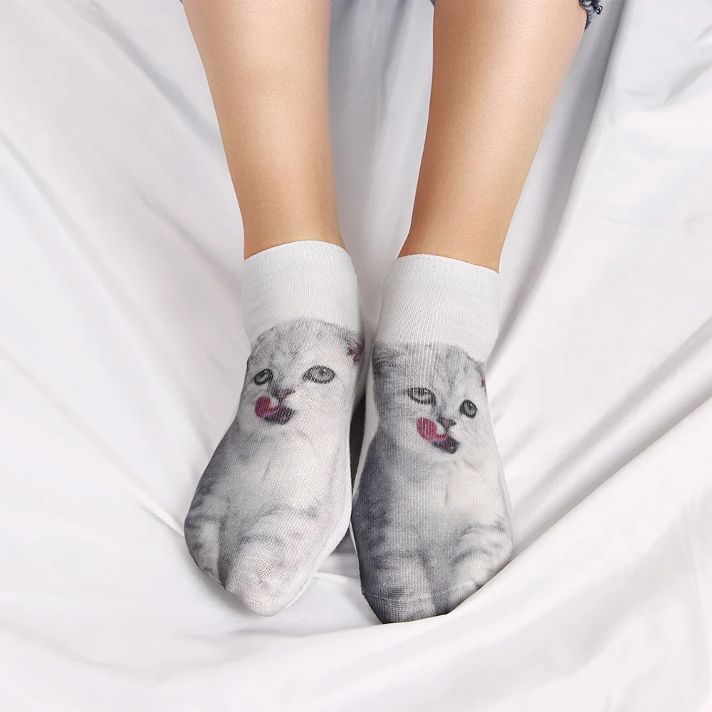1 пара милые повседневные носки с 3D рисунком кота животными для женщин Детские