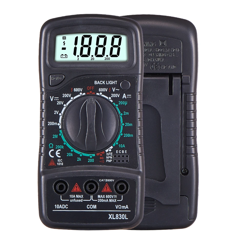 QHTITEC Multimeter Digital XL830L Automotive Electrical Dmm Transistor Peak Capacitance Ammeter Tester Multifunction Esr Meter |
