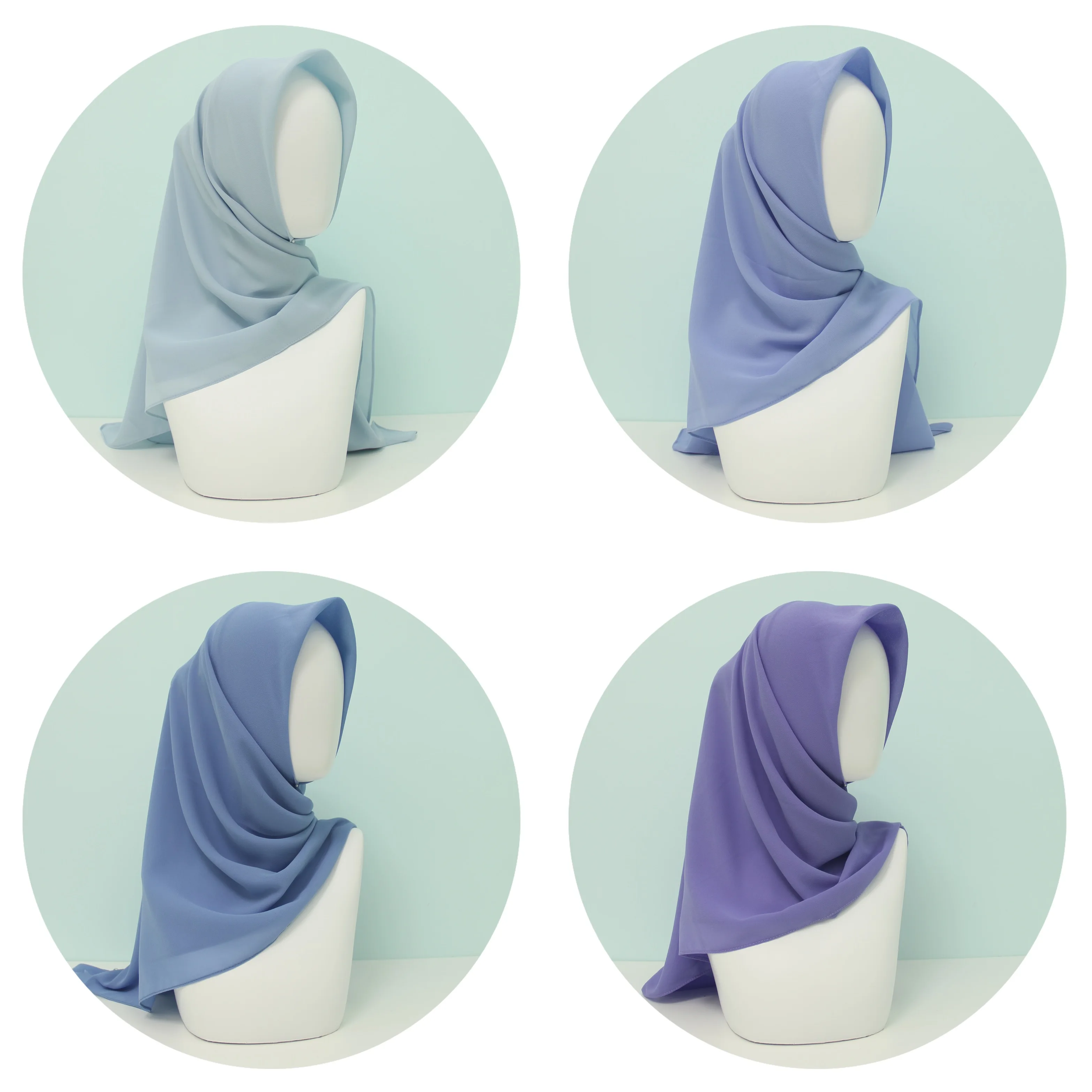 

Premium Chiffon Bawal Square Shawl Plain Color Muslim Women Headscarves Soft Headband Head Wrap Good For All Seasons 110X110cm