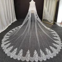 elegant lace cathedral bridal veil high quality 3 meters 2 tiers long wedding veil with comb wedding accessories