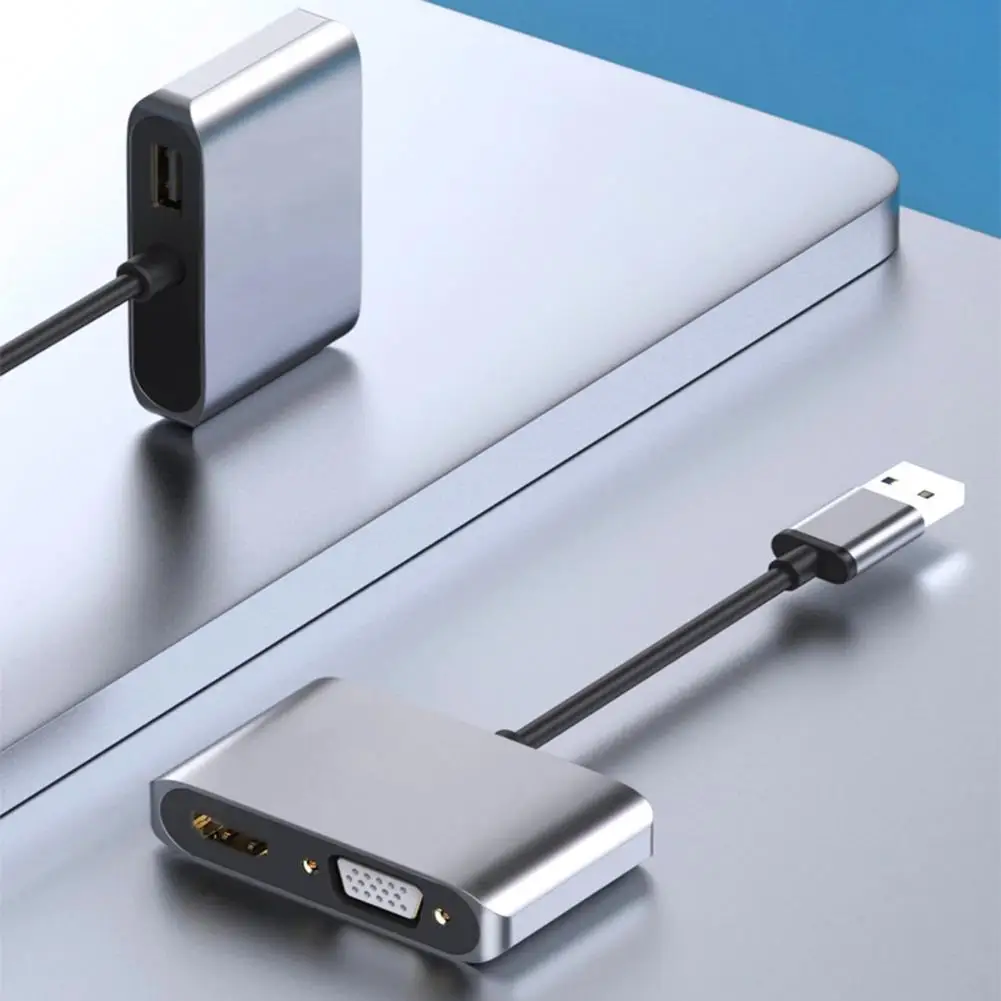 

3 In 1 USB 3.0 to HDMI-compatible Adapter Easy Installation Super Transmission Speed Computer Connector Multiple Devices Docking