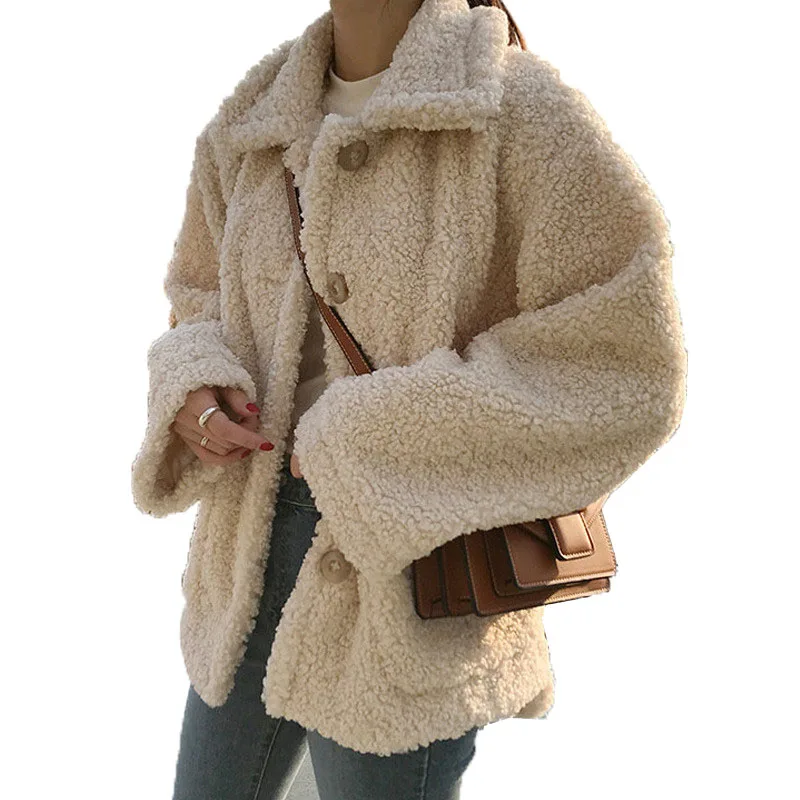 

Толстое пальто из искусственного меха, пальто из ягненка, женская зимняя Толстая куртка 2019, Корейская версия, женское повседневное зимнее п...