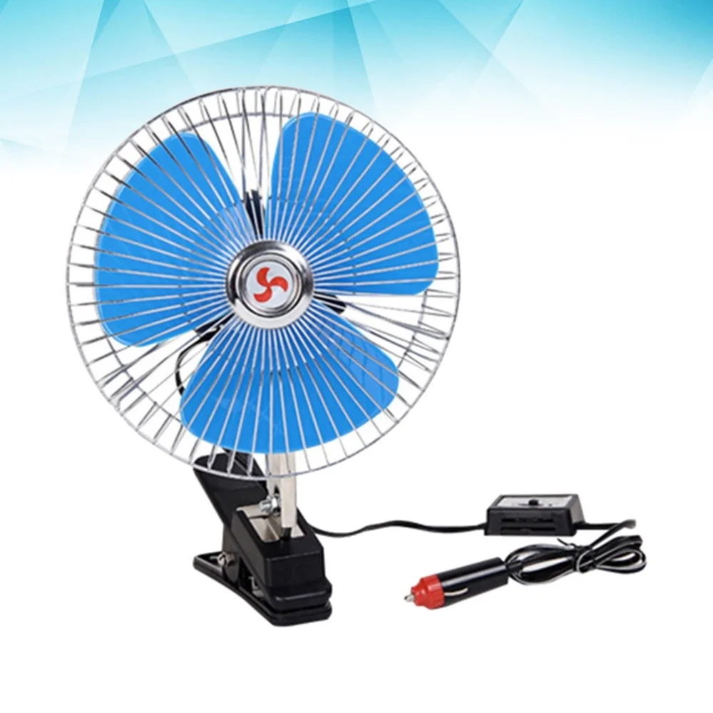 

8 Inch 12V Car Vehicle Oscillating Van Fan Portable Dashboard Cooling Clip-On Fan (Blue)