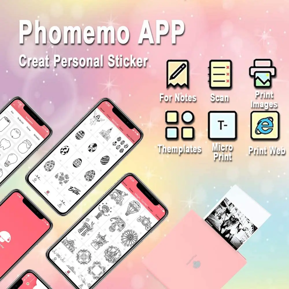 Карманный мини принтер Phomemo M02 портативный для печати этикеток фотопринтер с