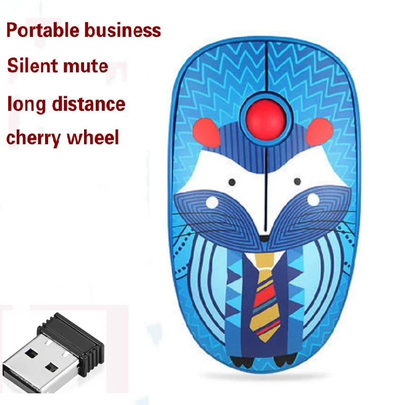 retro fox pattern wireless usb mouse 1600dpi optical computer mouse 2 4ghz ergonomic mice for laptop pc mouse for girl office free global shipping