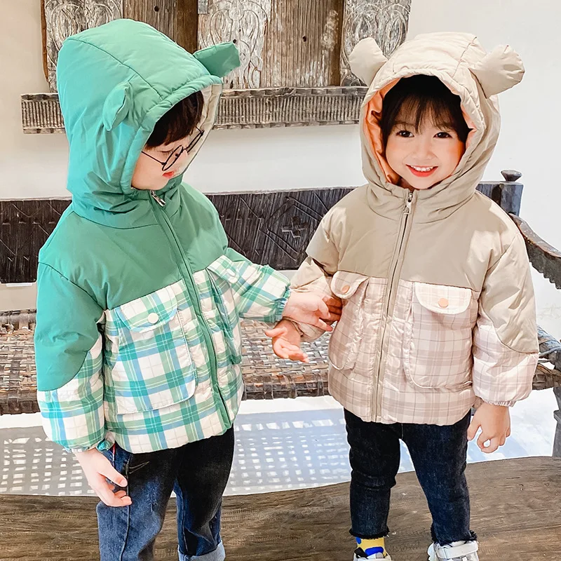 

Girls Baby's Kids Down Jacket Coat 2021 Plaid Warm Plus Thicken Winter Autumn Cotton Outfits Tracksuit Outdoor Children's Clothi