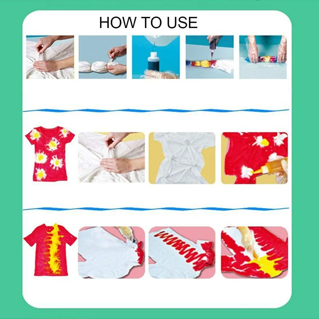 8 Colors/set One-step Tie Dye Kit DIY Kits for Fabric Textile Craft Arts Clothes Solo Projects Dyes Paint and Family Fun | Дом и сад