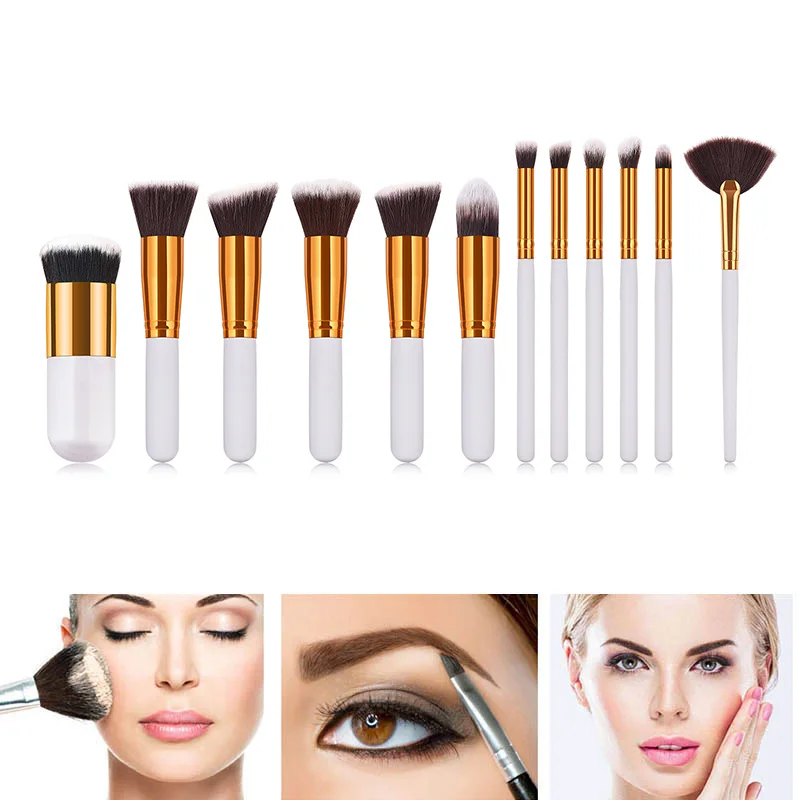 

Набор кистей для макияжа с деревянной ручкой, 12 шт./компл.