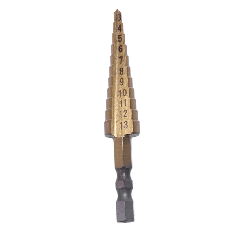 

3-1M TIN 1/4 HSS Hexagonal shank Step Drills