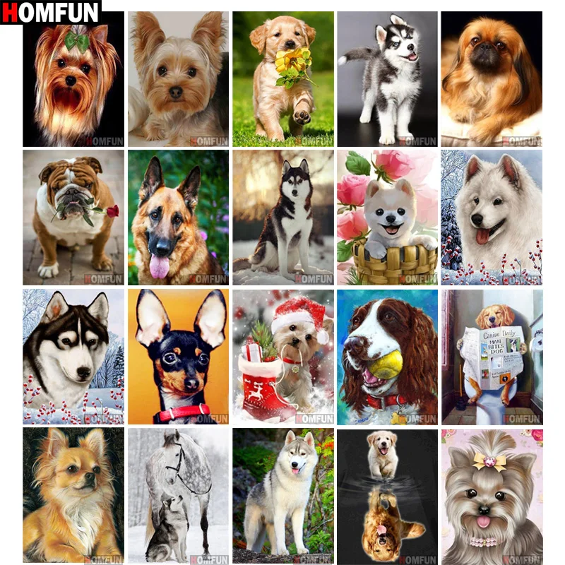 

Алмазная живопись HOMFUN «Собака», картина Стразы 5D с полным заполнением, вышивка крестиком, декор «сделай сам»