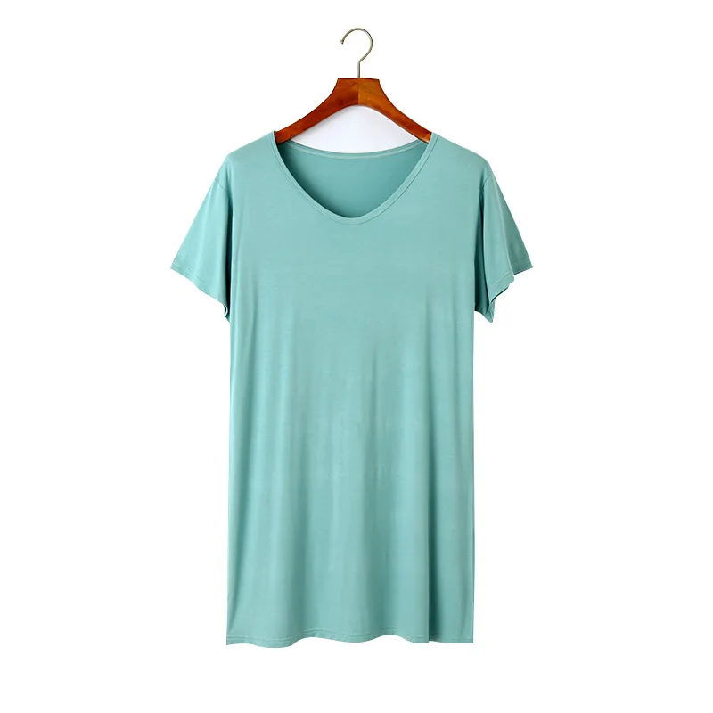 Modal Nightdress Women's Summer New Nightdress V-neck Short Sleeve Simple Women's Nightdress Wear Casual Home Wear Sleep Tops