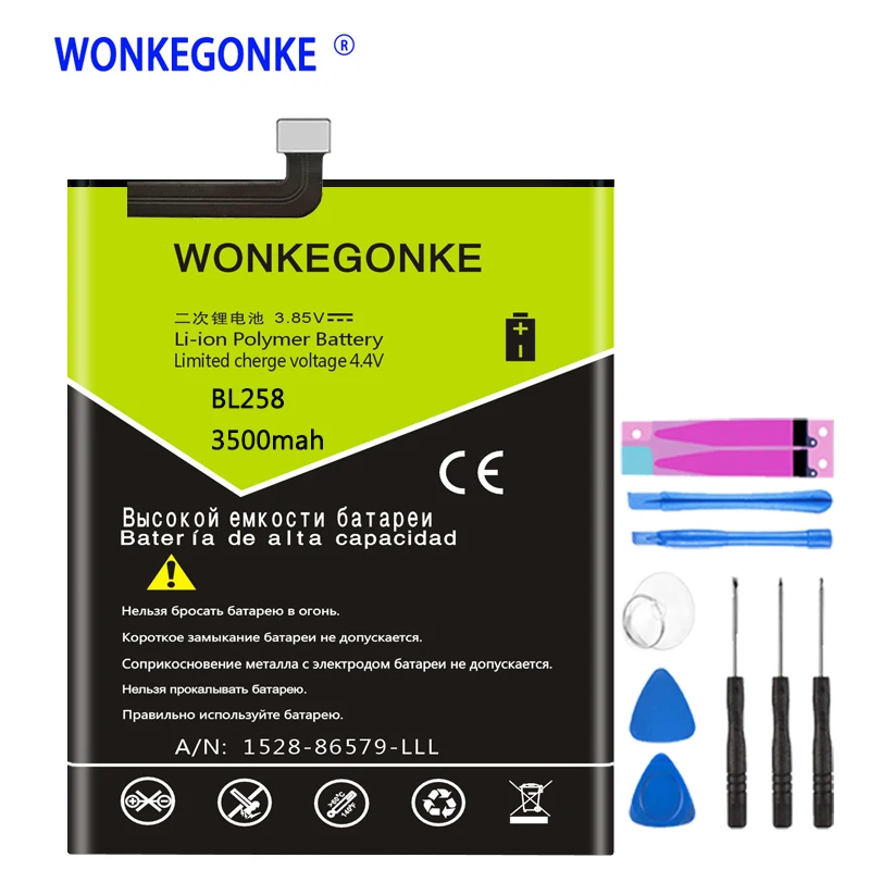 Аккумулятор WONKEGONKE BL258 для Lenovo Vibe X3 X3c50 X3C70 Lemon x3a40|Аккумуляторы мобильных телефонов|