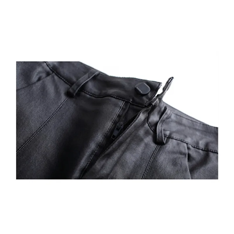 JUJULAND женские кожаные брюки зимние с высокой талией из искусственной кожи