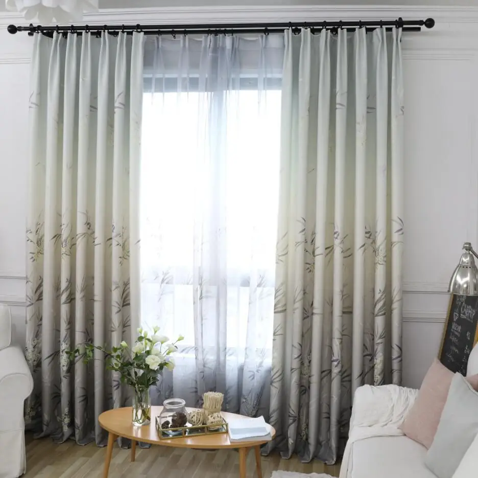 

New Curtains for Living Room Bedroom Nordic Style Curtain Semi - Shading Small Fresh Finished Simple Plant Chinese Bamboo