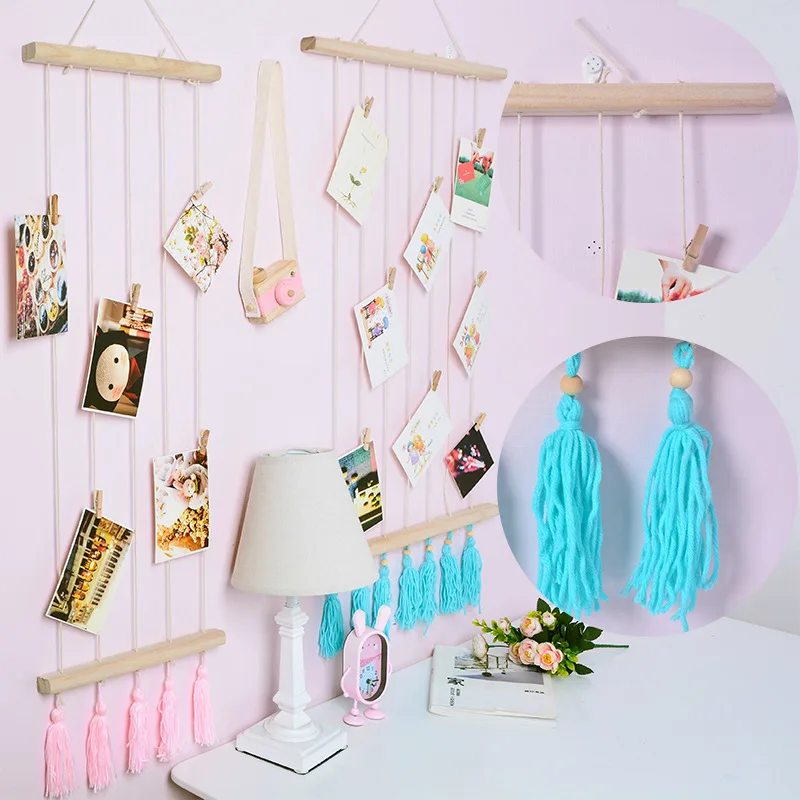 Скандинавский стиль ручной работы DIY фото дисплей деревянная палка подвесная