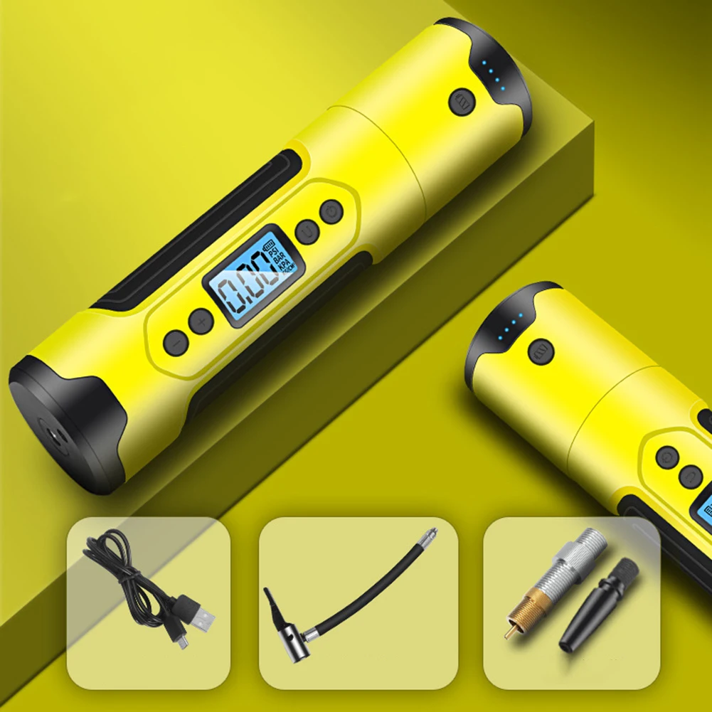 Yellow Насос для шин 12 В 150 фунтов/кв. дюйм Мини Портативный электрический воздушный компрессор с манометром для шин USB светодиодный светильник для автомобиля - Название цвета: Yellow