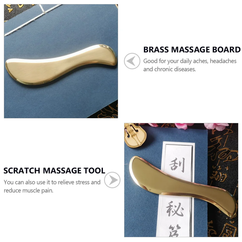 

1pc Brass Portable Face Scraping Board Scraping Plate Massaging Board (Brassy)