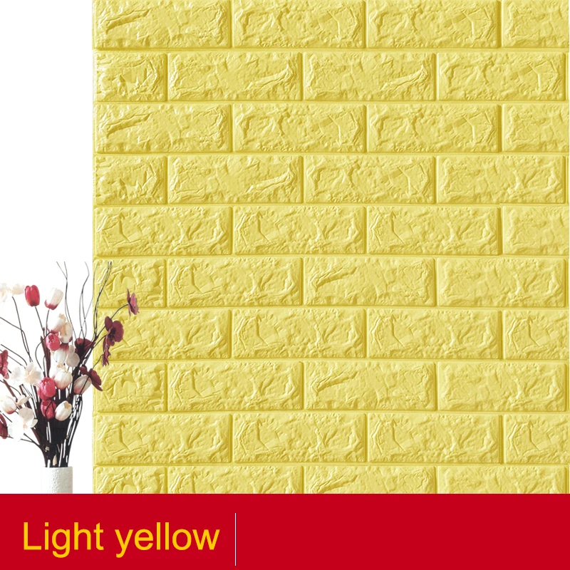 Light yellow Самоклеющиеся водонепроницаемые ТВ фоновые обои-с рисунком кирпича 3D стикер стены гостиной обои для спальни декоративные 70*77 - Цвет: Light yellow