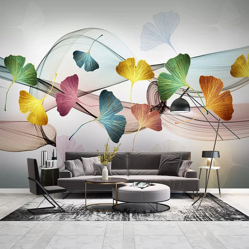 

Custom 3D Mural Wallpaper Colored Leaves Abstract Smoke Modern Art Wall Painting Living Room Sofa TV Background Photo Wall Paper