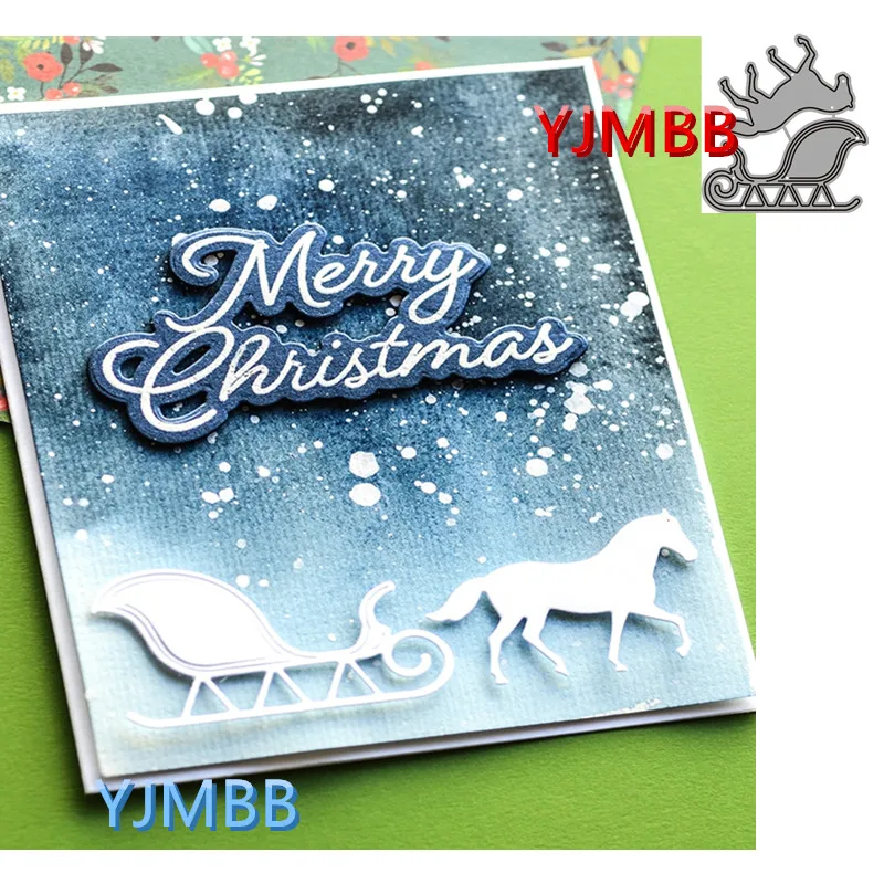 

YJMBB Новый рождественский конский рисунок каретка металлическая резка штампы для скрапбукинга альбома бумаги «сделай сам» карты Ремесло ти...