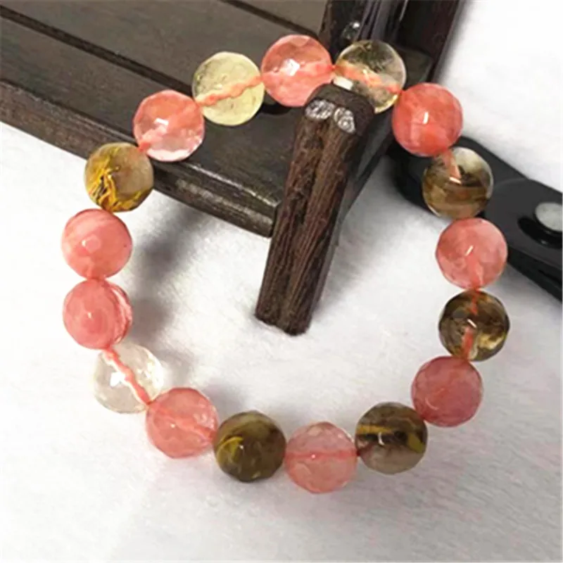 Новый Арбуз Турмалин камень 12 мм Граненый Круглый loose Бусы решений Браслет 7.5