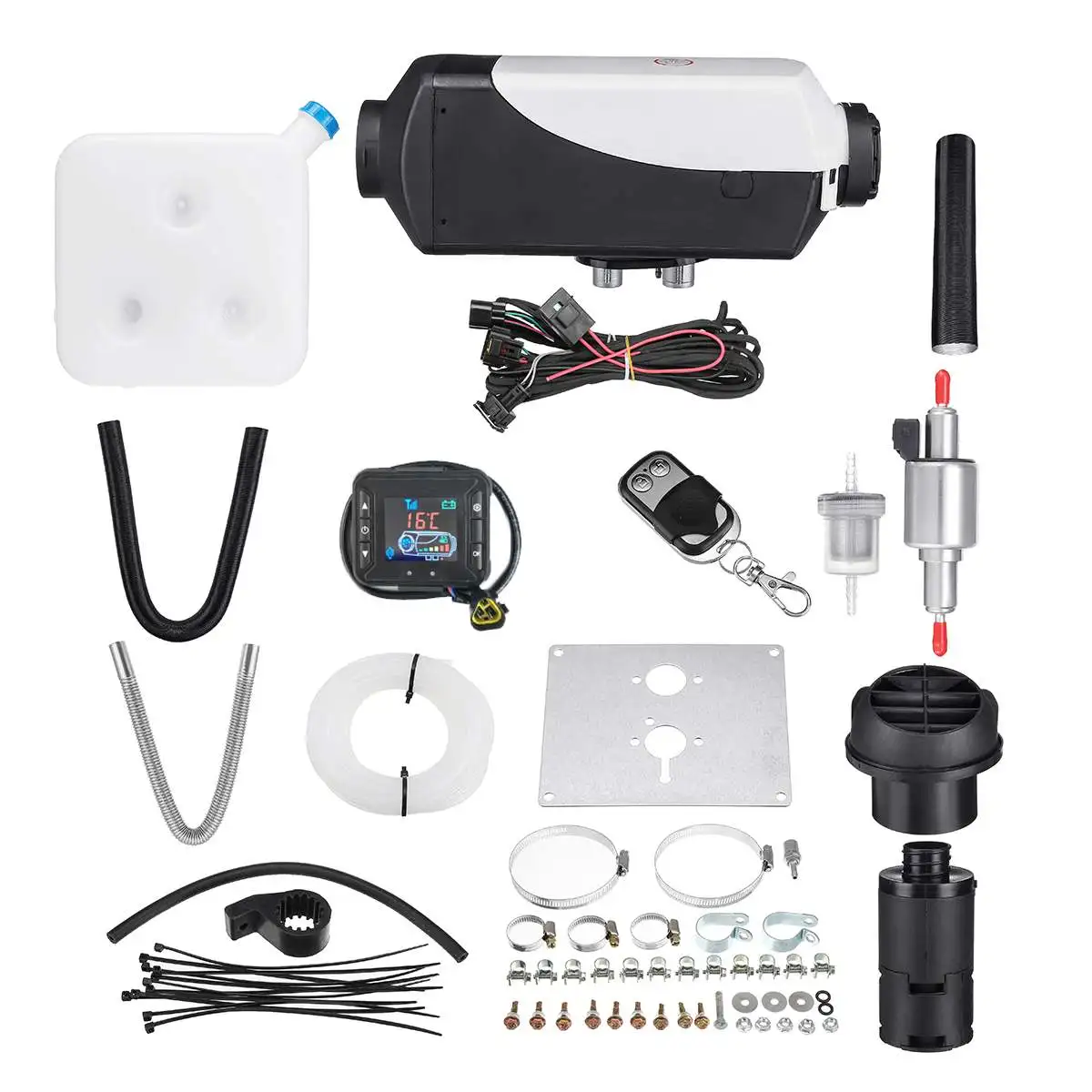 

12V 5KW Car Diesels Air Parking Heater Car Heater LCD Remote Control Monitor Switch + Silencer for Trucks Bus Trailer Heater