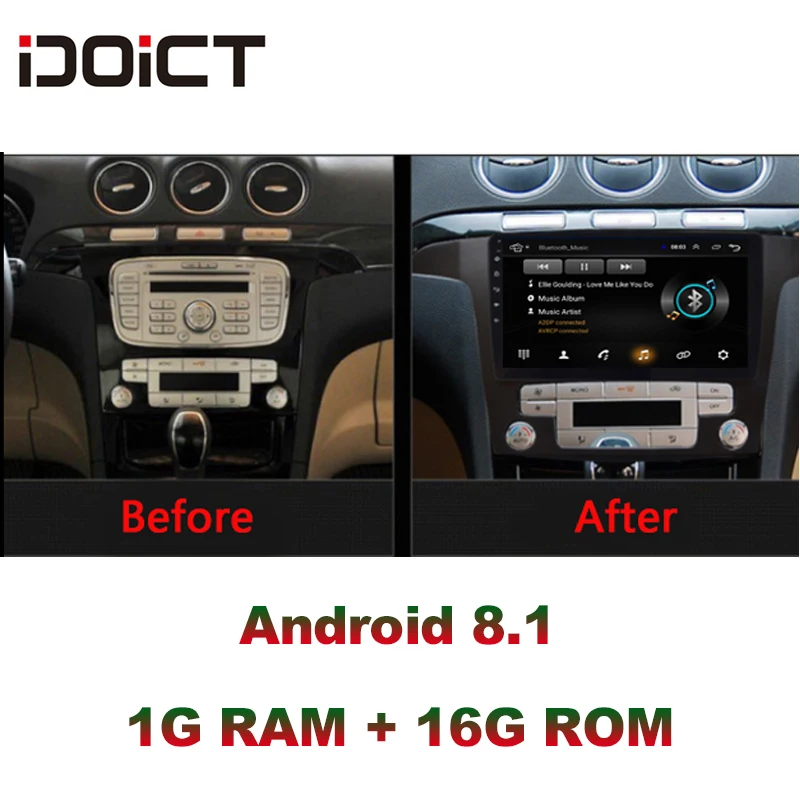 IDOICT Android 8.1 Car DVD Player GPS Navigation Multimedia For Ford S-Max Radio 2007 2008 car stereo bluetooth wifi | Автомобили и