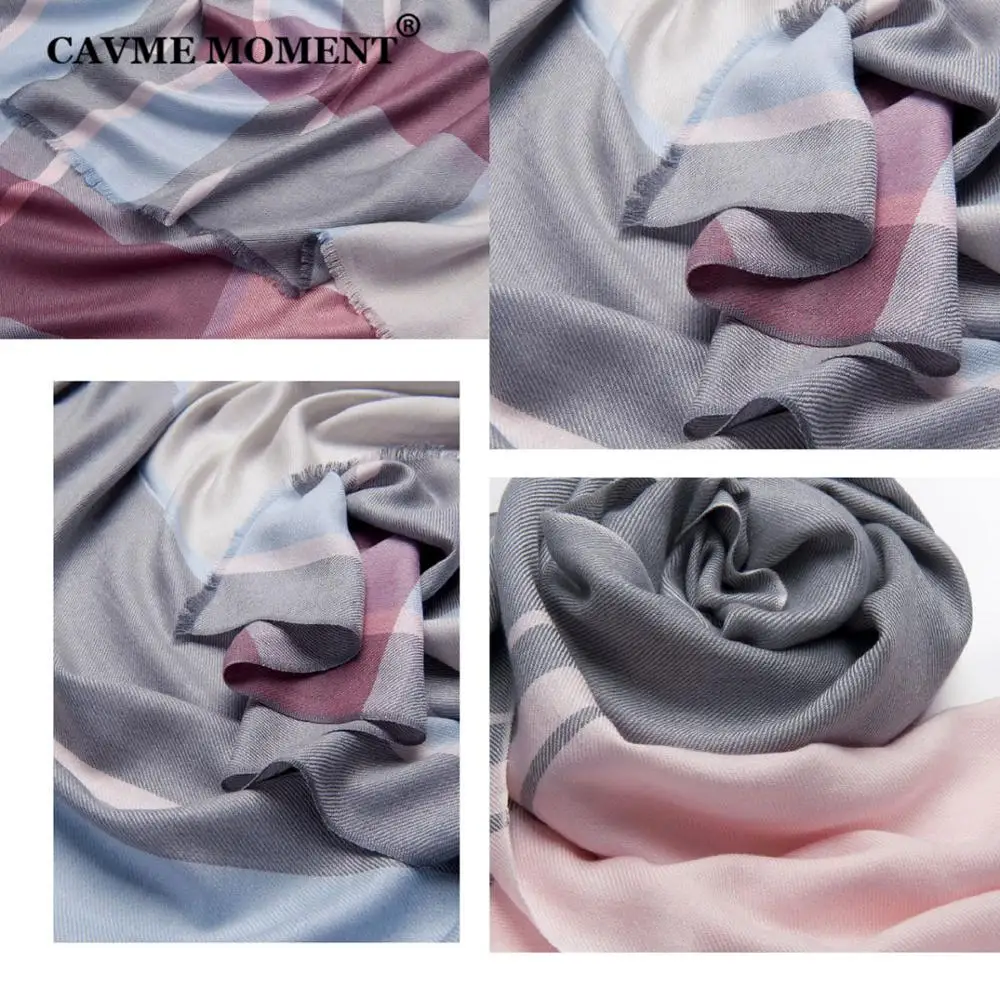 

CAVME Fashion Scarf for Women Plaid Wool Scarf Modal Scarves Big Size Patchwork Pashmina 70*200cm 120g