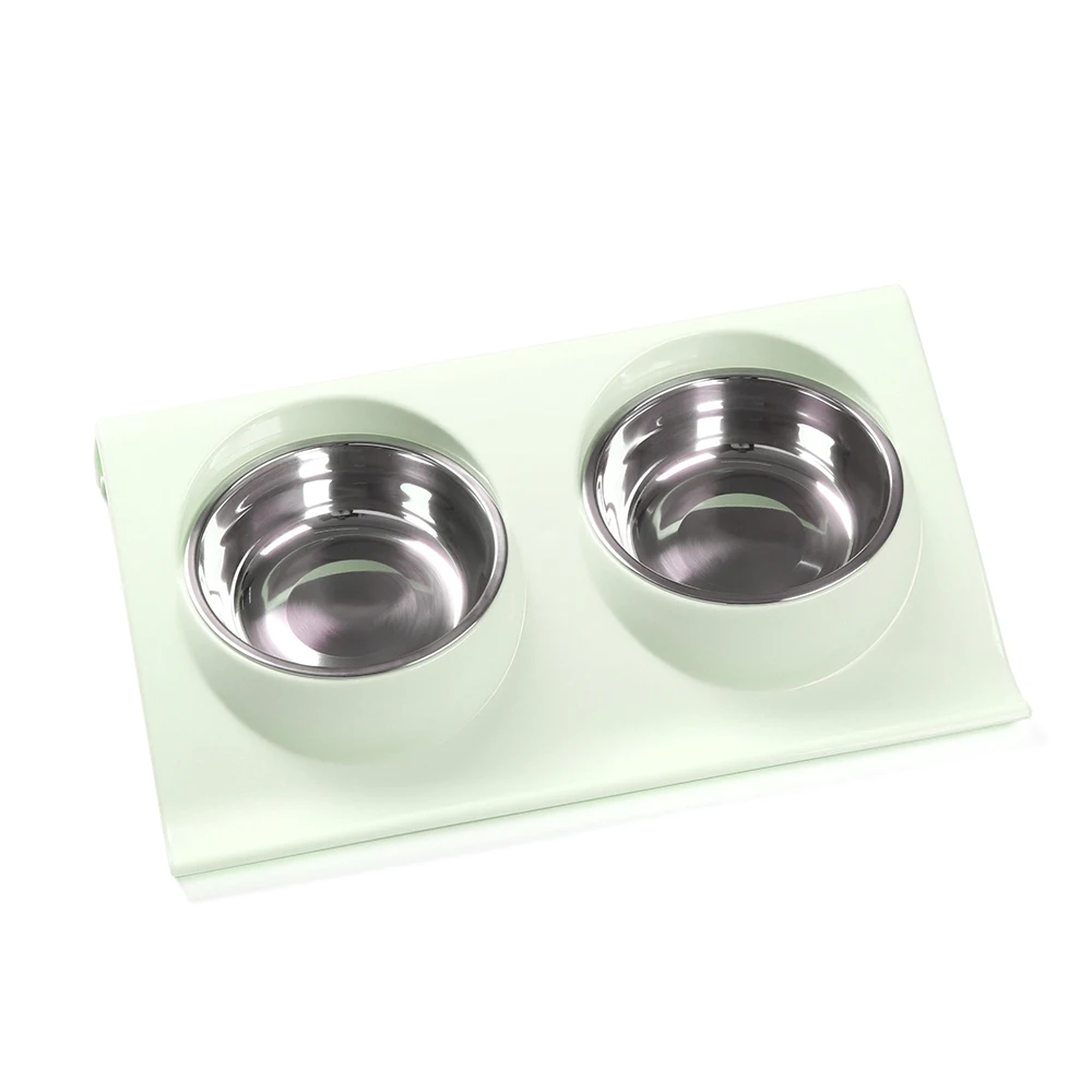 Нержавеющая сталь проливающаяся двойная миска для домашнего животного воды и