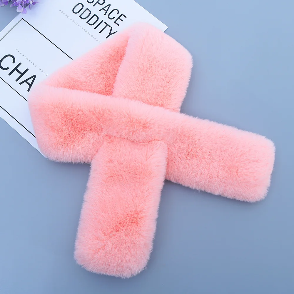 Оптовая продажа корейский Зимний плюшевый шарф из искусственного кроличьего